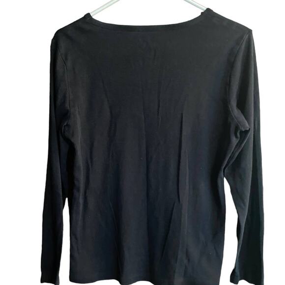 St. John's Bay Womens Medium Long Sleeve Black T-Shirt Cotton - Picture 3 of 7